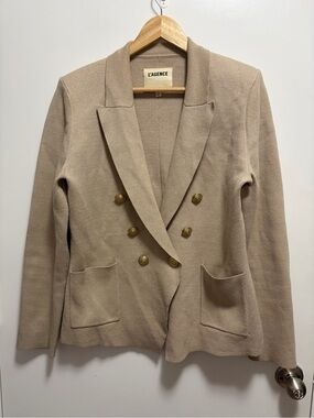 L'AGENCE Kenzie Metallic Knit Blazer in Khaki Gold Women’s Size Large